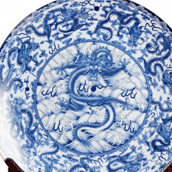 Blue Nine Dragons Chinese Ornament Plate