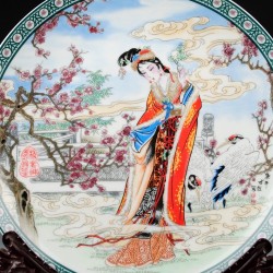 Elegant Lady with Plum Blossom Chinese Ornament Plate