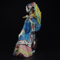 Old Time Chinese Lady Sitting with Umbrella Figurine