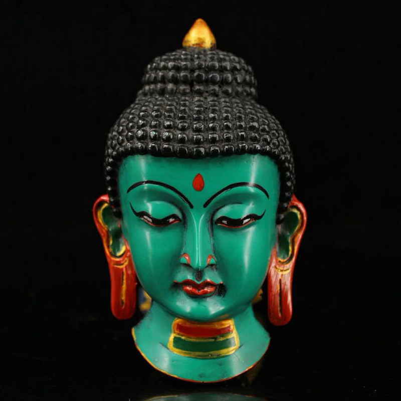 Decorative Green Gautama Buddha Head - 46 Bazar