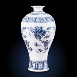 Blue and White Pumpkin Flower Chinese Porcelain Vase