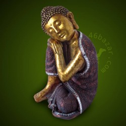 Southeast Asian Gold and Purple Color Meditating Buddha Shakyamuni Statue