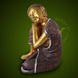 Southeast Asian Gold and Purple Color Meditating Buddha Shakyamuni Statue