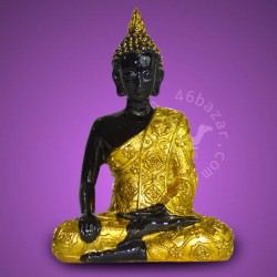 Black and Gold Color Seated Cross-ankled Southeast Asian Buddha Statue
