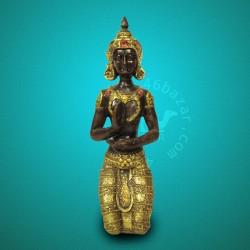Southeast Asian Gold and Black Color Kneeling Buddha Statue