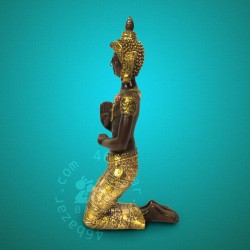 Southeast Asian Gold and Black Color Kneeling Buddha Statue