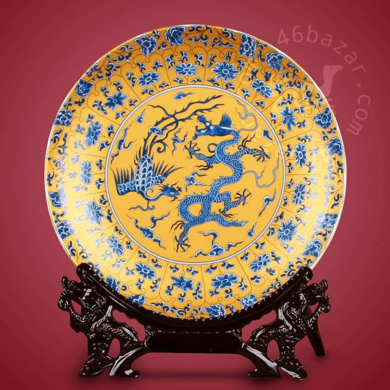 Dancing Dragon and Phoenix Chinese Ornament Plate
