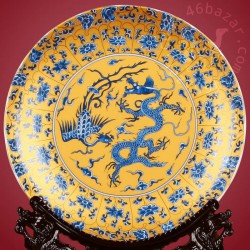 Dancing Dragon and Phoenix Chinese Ornament Plate