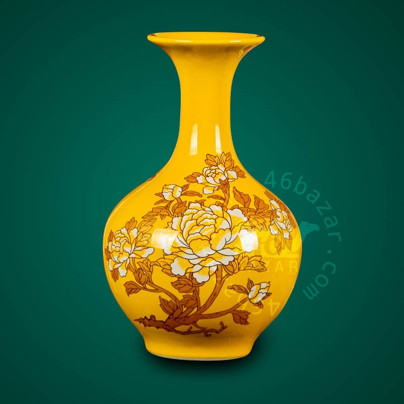 Yellow Peony Chinese Porcelain Vase