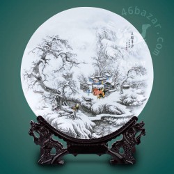 Three Visits to the Thatched Cottage Chinese Ornament Plate