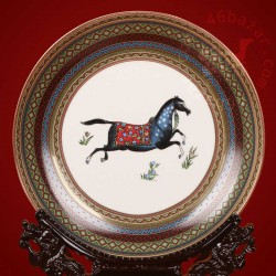 Black Horse Chinese Ornament Plate