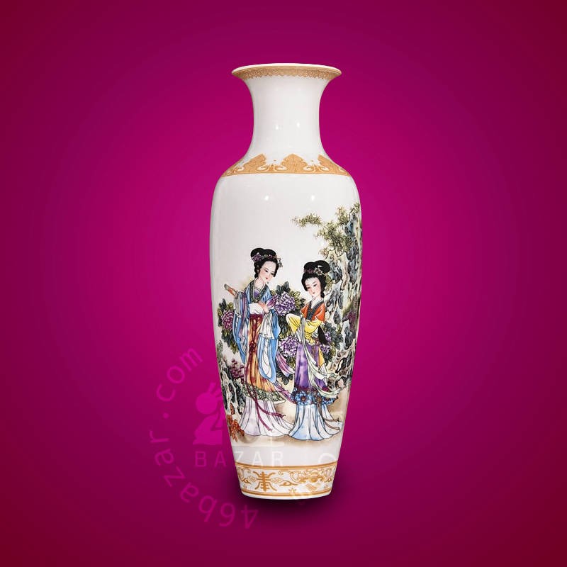 Two Charming Ladies Chinese Porcelain Vase