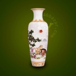 Three Goats and Playful Kids  Chinese Porcelain Vase
