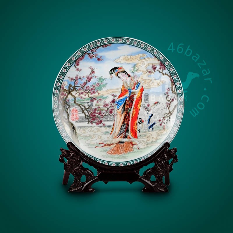 Elegant Lady with Plum Blossom Chinese Ornament Plate