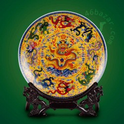 Nine Dragons Chinese Ornament Plate