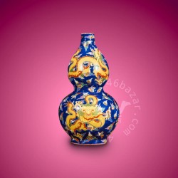 Auspicious Dragon Calabash Shape Blue Chinese Porcelain Vase